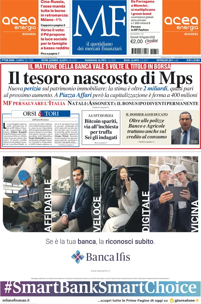 Prime pagine giornali economici 18 agosto. Bonus edilizi, controlli a tappeto