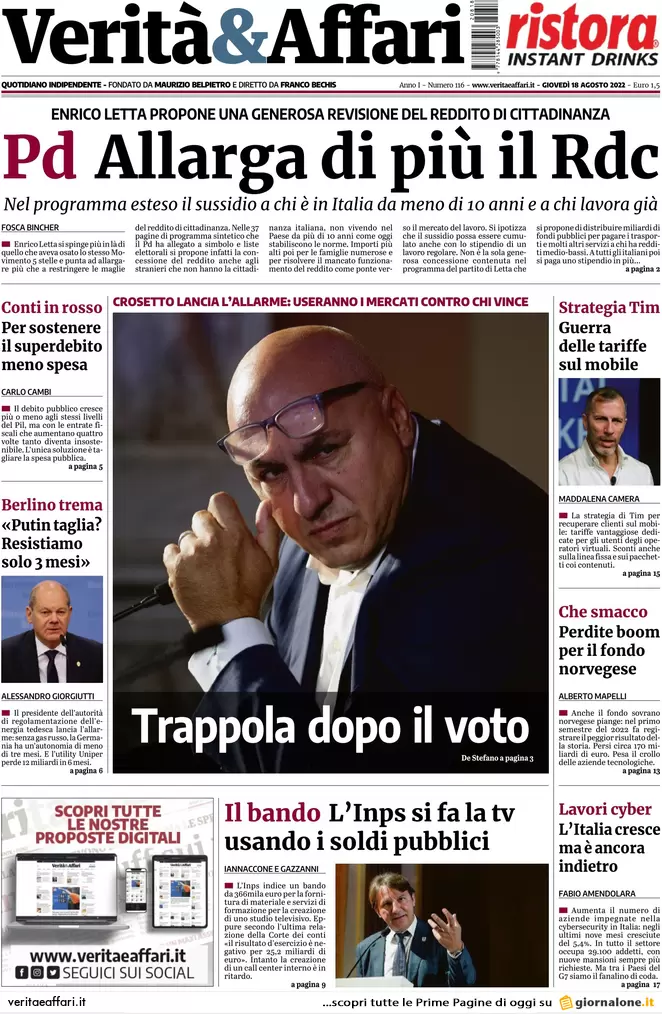 Prime pagine giornali economici 18 agosto. Bonus edilizi, controlli a tappeto