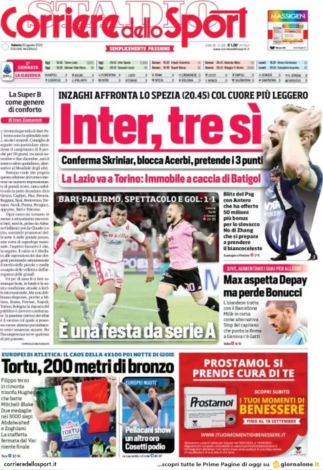 Prime pagine giornali 20 agosto 2022. Bomba energia ed effetto Suburra sul Pd