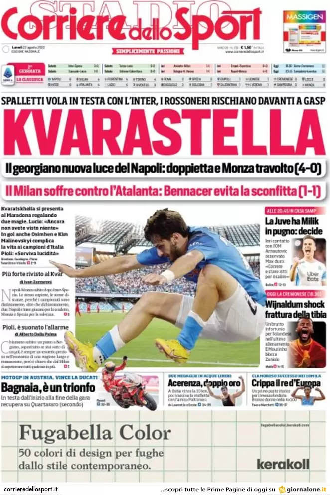 Prime pagine giornali 22 agosto 2022. Elezioni, rivolte e veleni: le liste