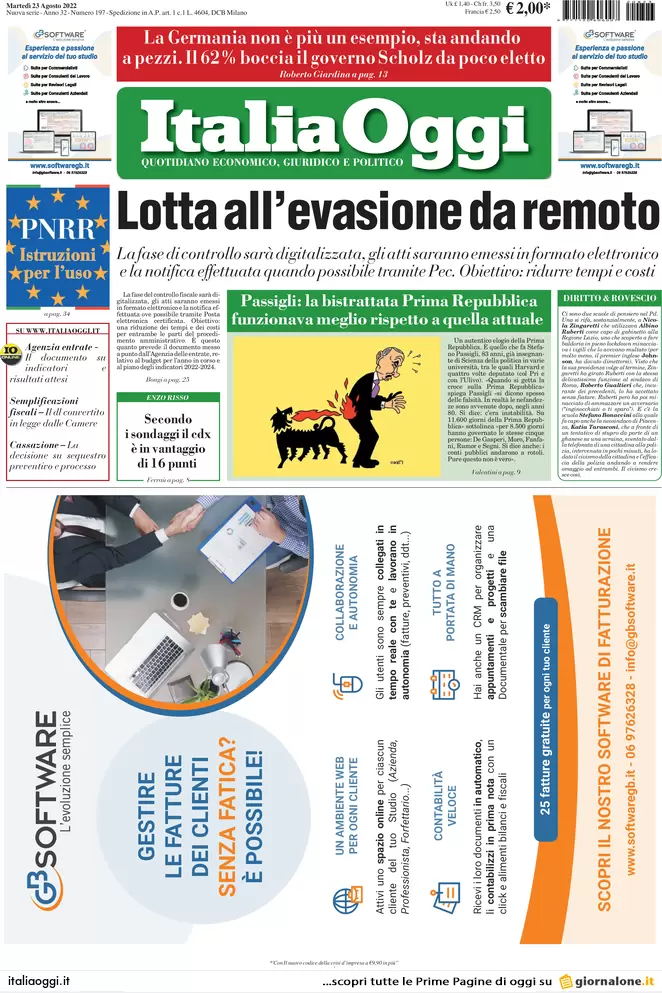 Prime pagine giornali economici 23 agosto. Gas, la vittoria dei russi Prime pagine giornali economici 23 agosto. Gas, la vittoria dei russi