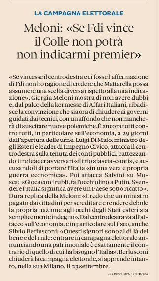 La Piazza fa rumore: Meloni e Tajani, tutti guardano alla kermesse di Affari