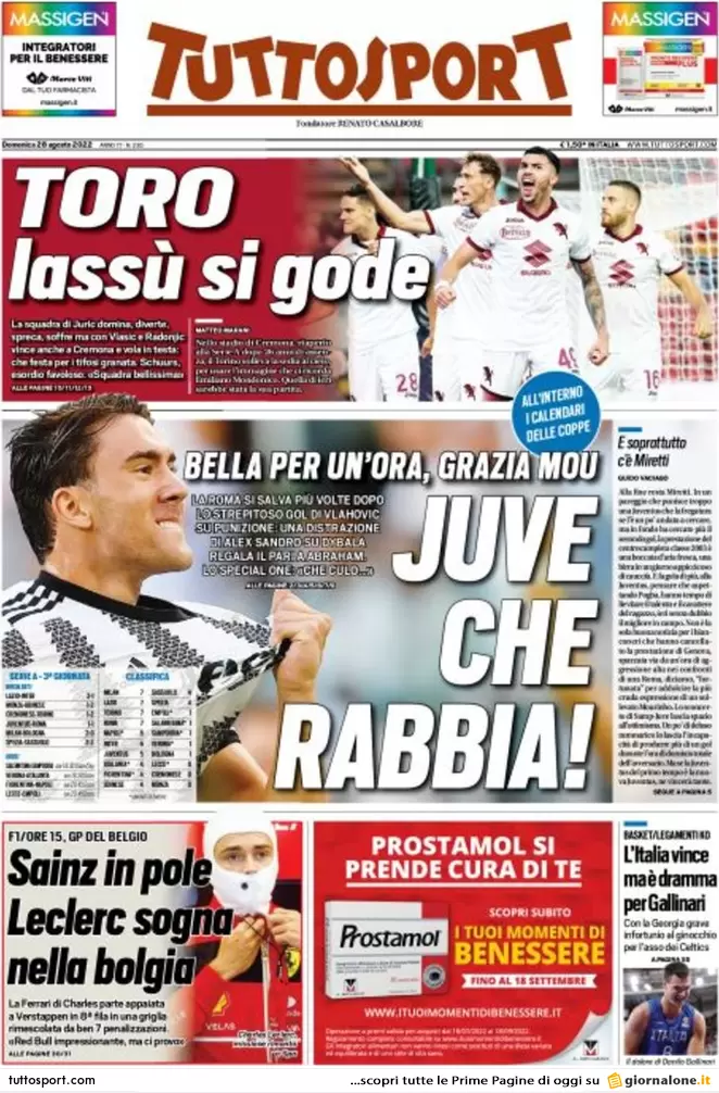 Prime pagine giornali 28 agosto 2022. Stangata record sul gas e partiti divisi