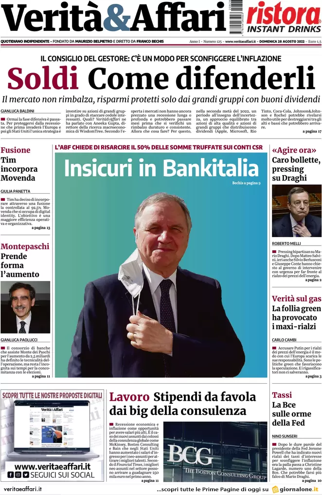 Prime pagine giornali economici 28 agosto. Pnrr, corsa a ostacoli per 64 mld
