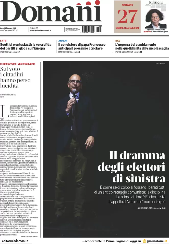 Prime pagine giornali 29 agosto 2022. Caro bollette, ecco il piano di Draghi