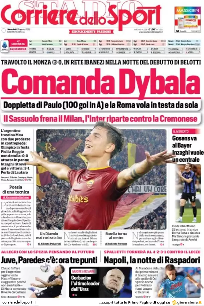 Prime pagine giornali 31 agosto 2022. Elezioni, Conte ha agganciato Salvini