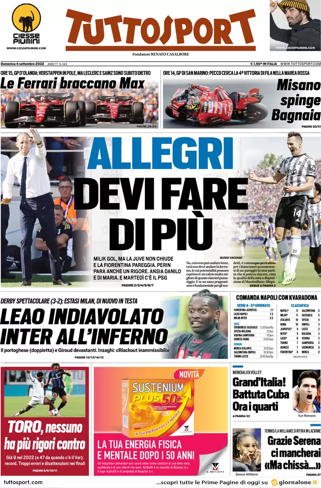 Prime pagine giornali 4 settembre 2022. Gas, bolletta monstre da 100 miliardi