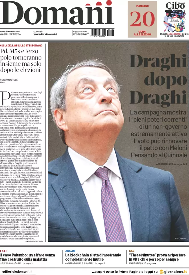Prime pagine giornali 5 settembre 2022. Russia, Salvini resta solo: scintille Prime pagine giornali 5 settembre 2022. Russia, Salvini resta solo: scintille