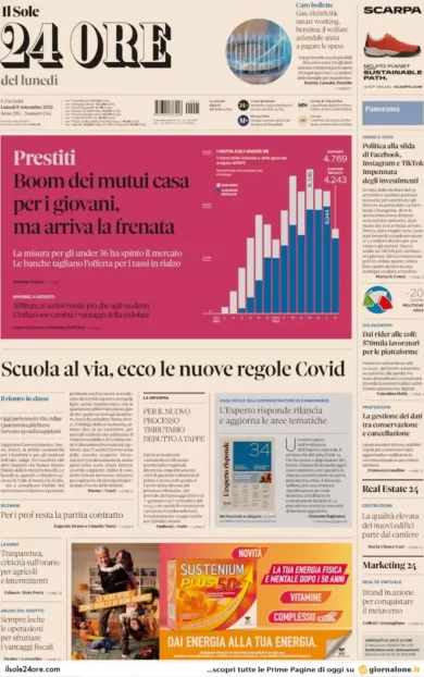 Prime pagine giornali economici 5 settembre. Superbonus, il piatto piange