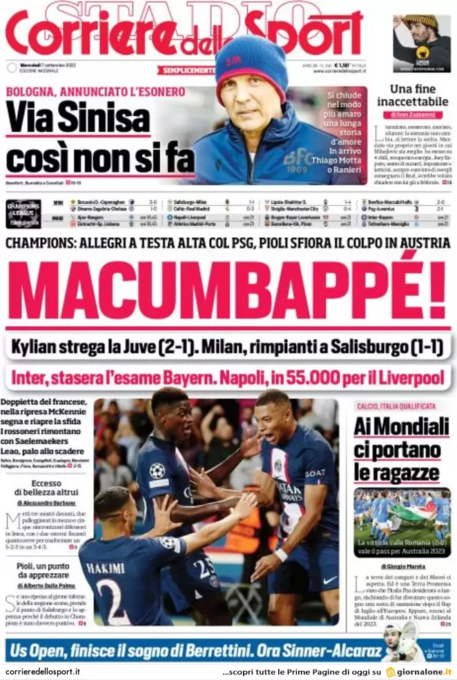 Prime pagine giornali 7 settembre 2022. Il piano Cingolani sul gas: congelate