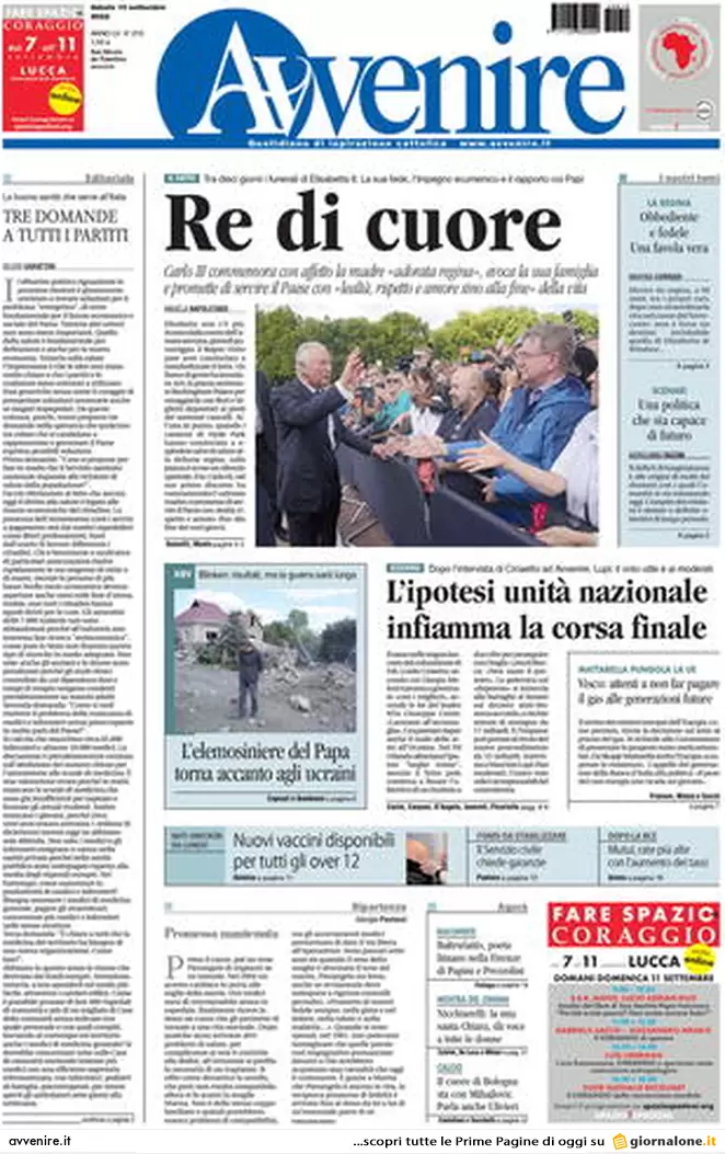 Prime pagine giornali 10 settembre 2022. Caos sul gas e Meloni da Mattarella