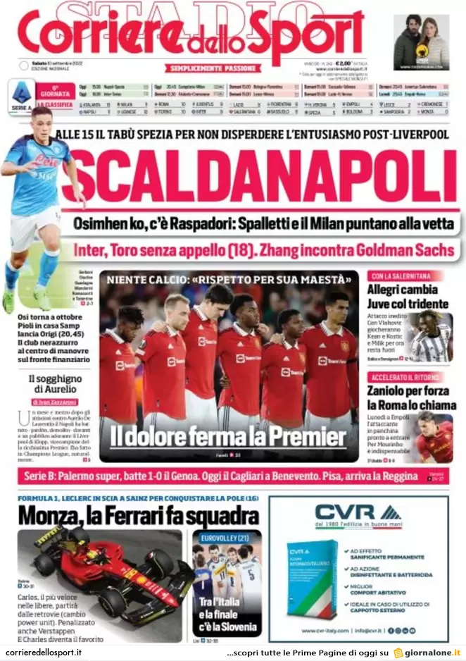 Prime pagine giornali 10 settembre 2022. Caos sul gas e Meloni da Mattarella