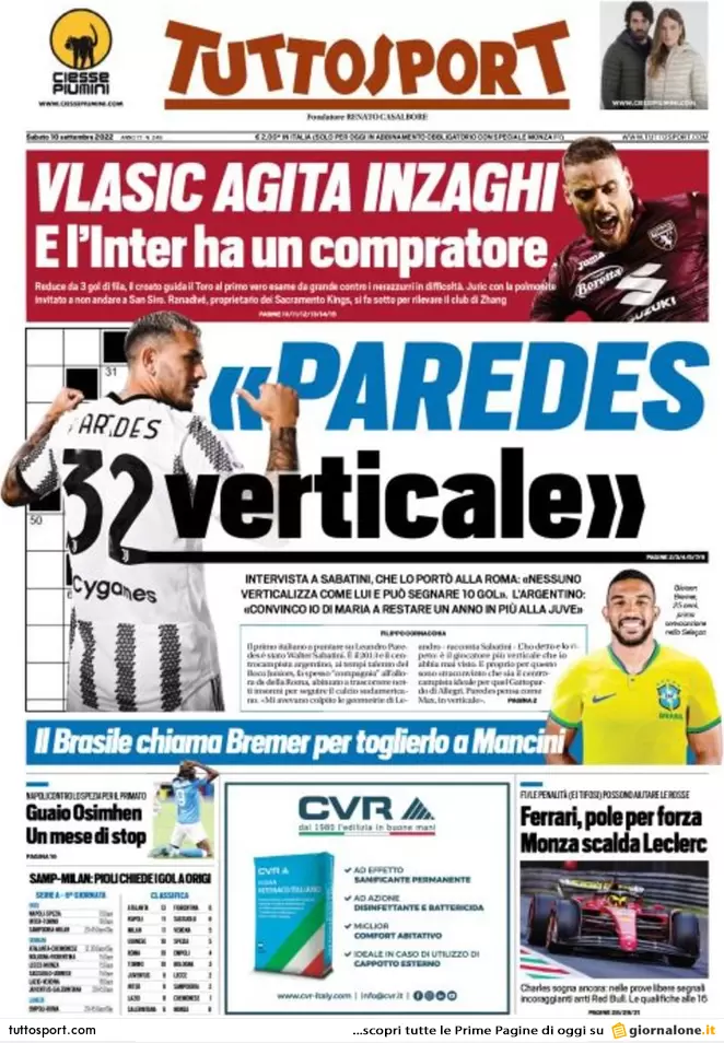 Prime pagine giornali 10 settembre 2022. Caos sul gas e Meloni da Mattarella