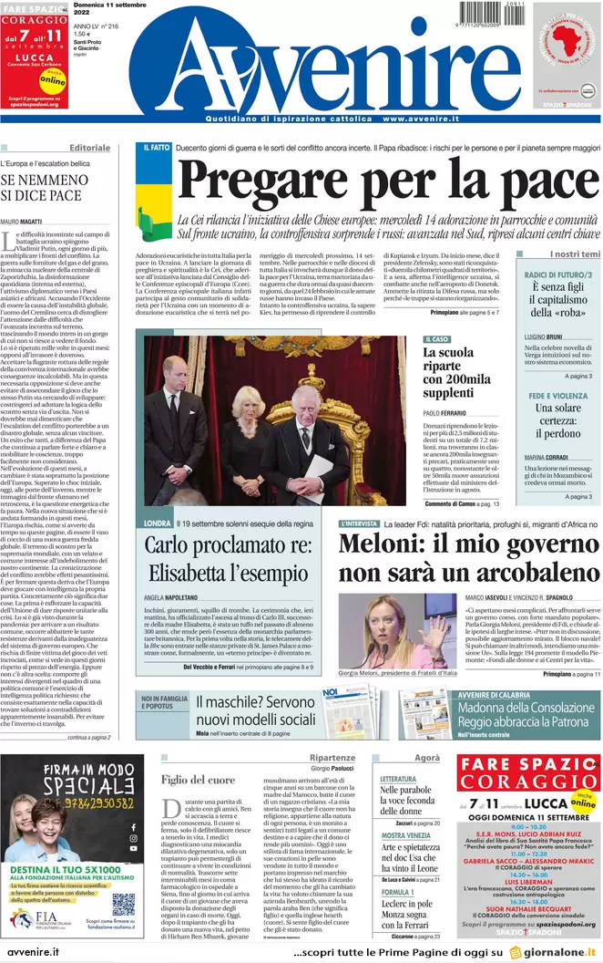 Prime pagine giornali 11 settembre 2022. Disfatta russa e ritorno del nucleare