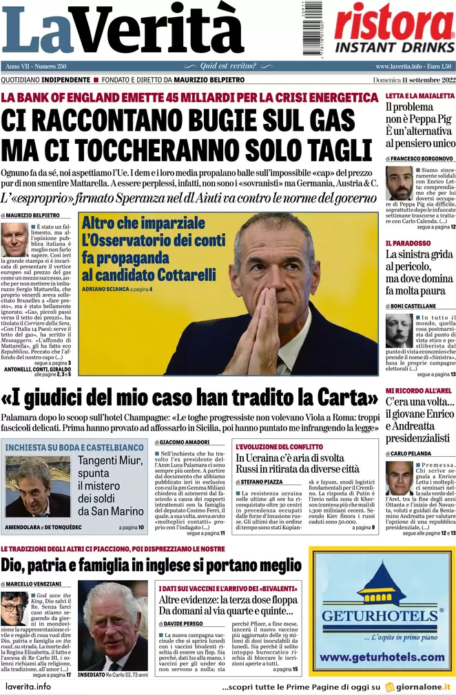 Prime pagine giornali 11 settembre 2022. Disfatta russa e ritorno del nucleare