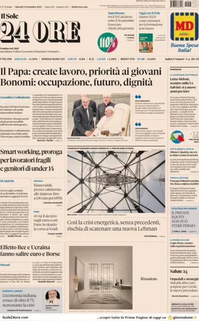 Prime pagine giornali economici 13 settembre. Bonus 110%, responsabilità soft