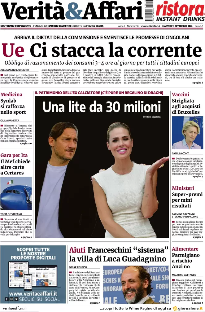 Prime pagine giornali economici 13 settembre. Bonus 110%, responsabilità soft Prime pagine giornali economici 13 settembre. Bonus 110%, responsabilità soft