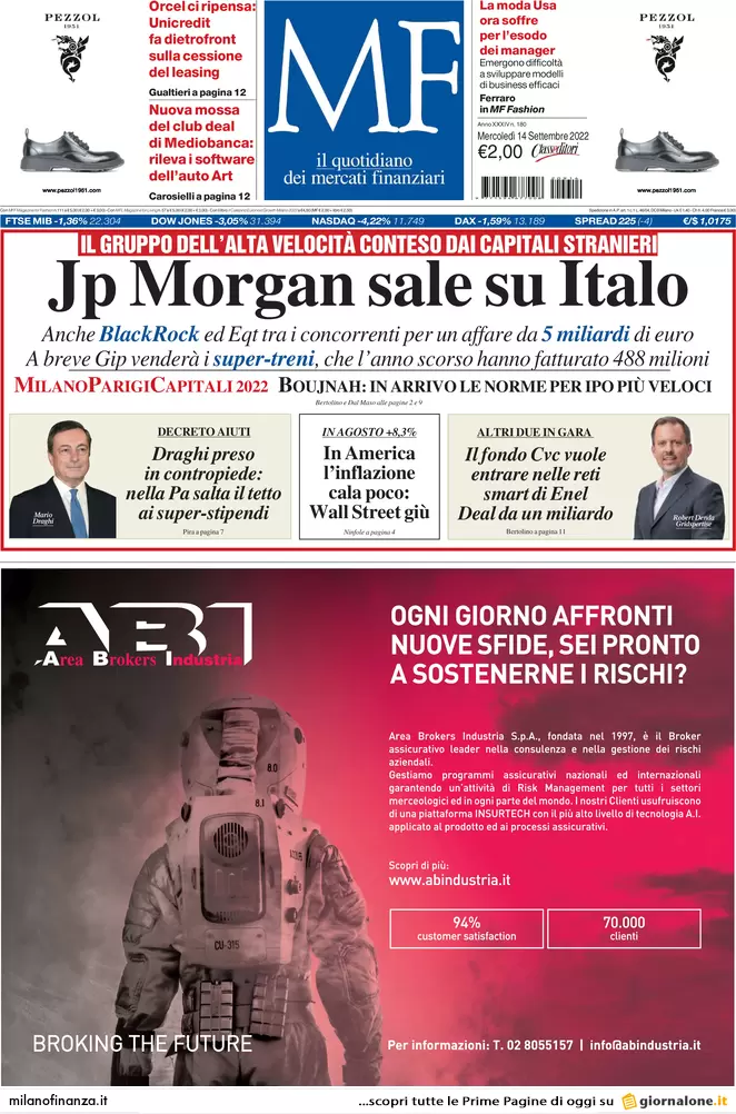 Prime pagine giornali economici 14 settembre. Superbonus, meno responsabilità
