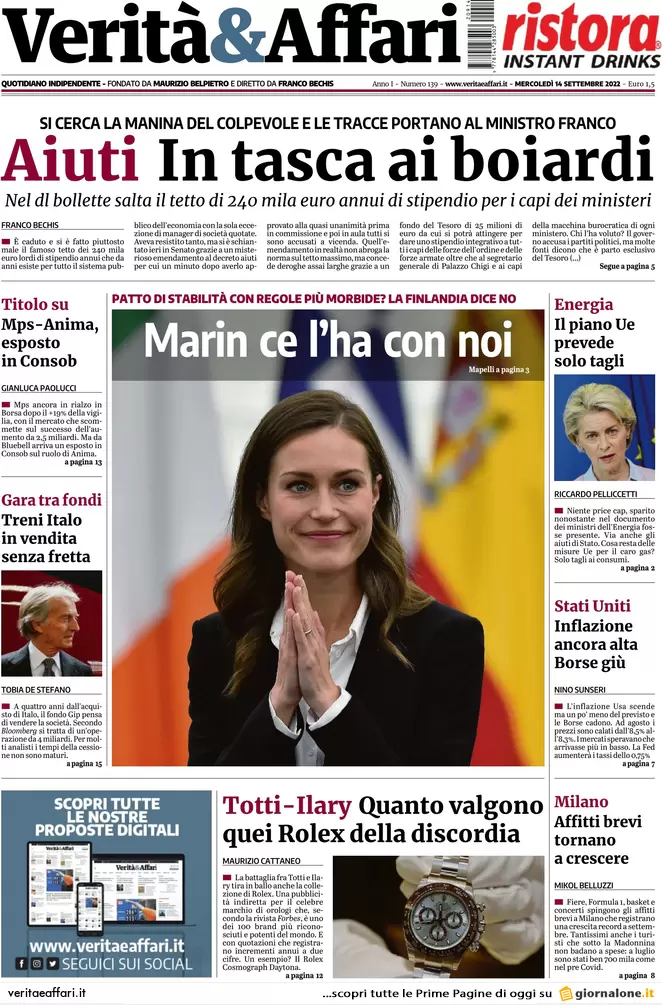 Prime pagine giornali economici 14 settembre. Superbonus, meno responsabilità