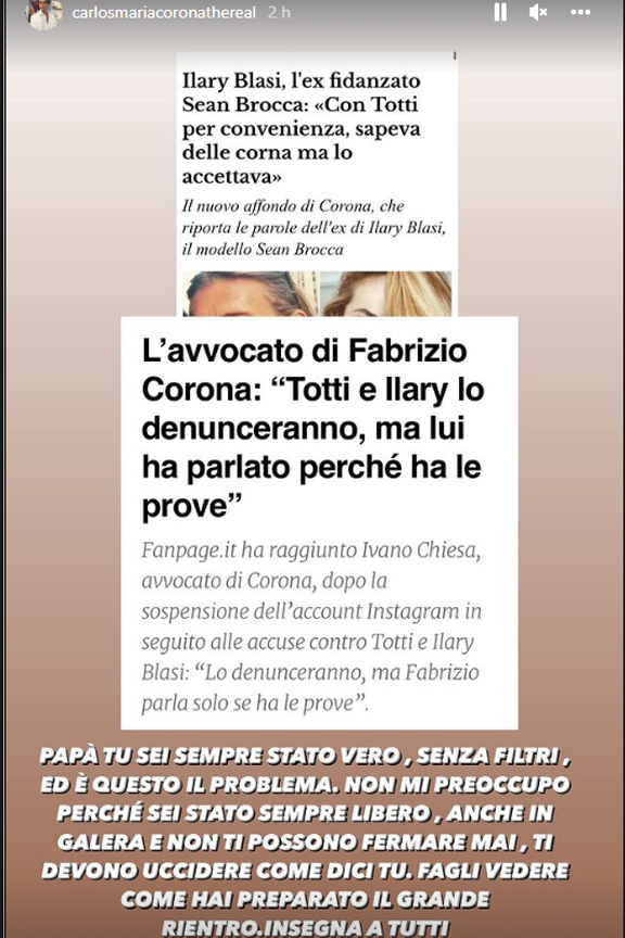 Social, sospeso il profilo di Corona. Carlos: “Per fermarlo dovete ucciderlo” Social, sospeso il profilo di Corona. Carlos: “Per fermarlo dovete ucciderlo”