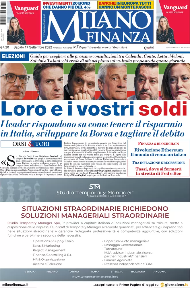 Prime pagine giornali economici 17 settembre. Aiuti ter e delocalizzazioni