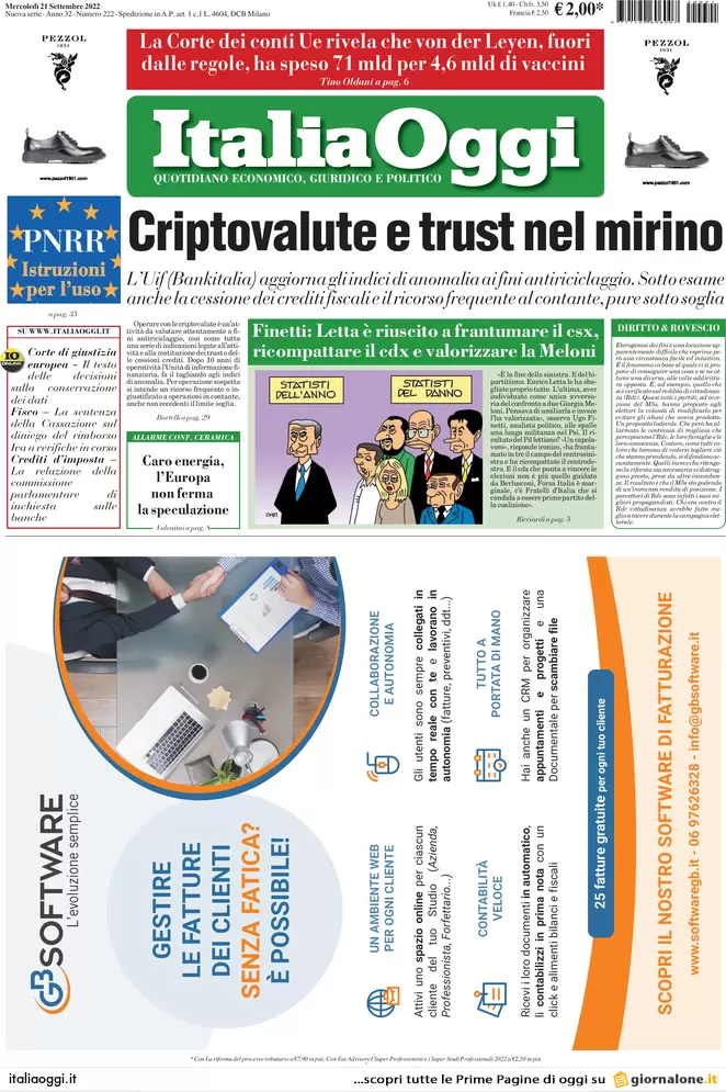 Prime pagine giornali economici 21 settembre. Pnrr energia o sarà il tracollo Prime pagine giornali economici 21 settembre. Pnrr energia o sarà il tracollo