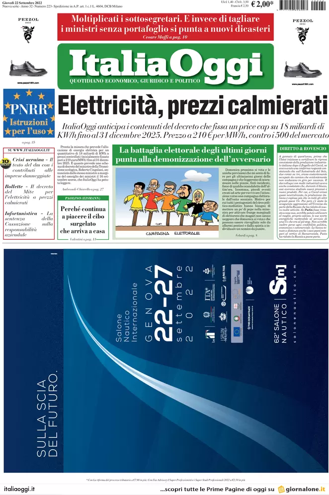 Prime pagine giornali economici 22 settembre. Usa, la Fed alza i tassi: +0,75% Prime pagine giornali economici 22 settembre. Usa, la Fed alza i tassi: +0,75%