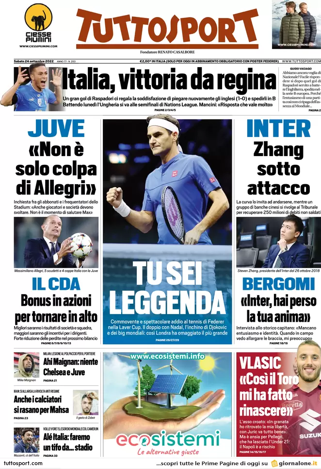 Prime pagine giornali 24 settembre 2022. Voto tra Europa, Putin e bollette