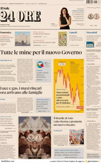 Prime pagine giornali economici 26 settembre. Un’impresa su 5 verso il default