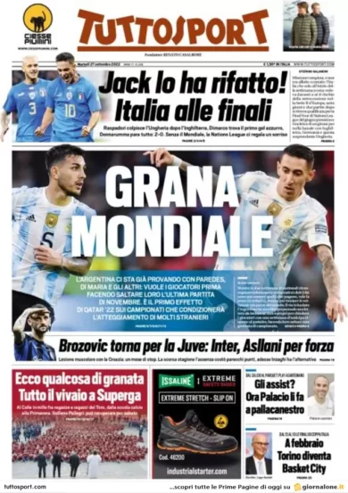 Prime pagine giornali 27 settembre 2022. Tesoro, la sfida Panetta-Siniscalco