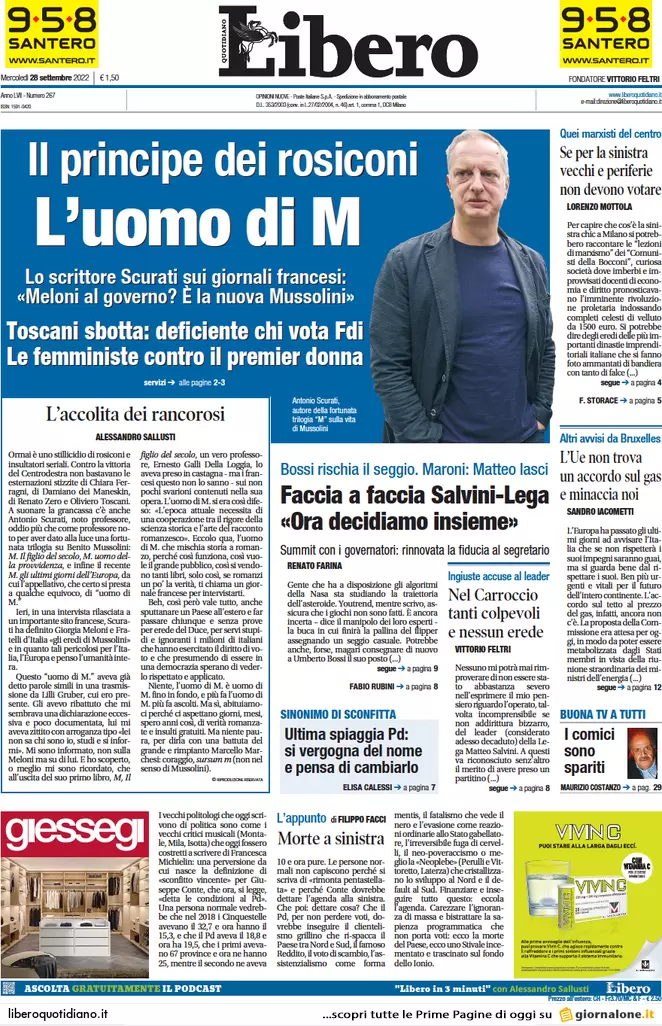 Prime pagine giornali 28 settembre 2022. Gasdotto russo sabotato, Ue nei guai Prime pagine giornali 28 settembre 2022. Gasdotto russo sabotato, Ue nei guai