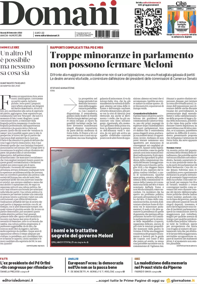Prime pagine giornali 29 settembre 2022. Professore ucciso, fermato un bidello