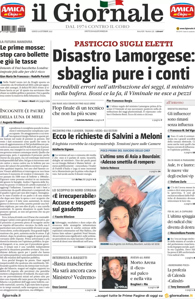 Prime pagine giornali 29 settembre 2022. Professore ucciso, fermato un bidello