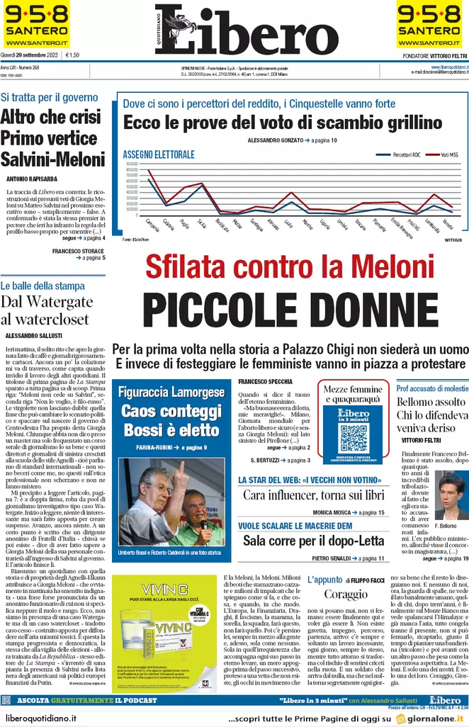 Prime pagine giornali 29 settembre 2022. Professore ucciso, fermato un bidello