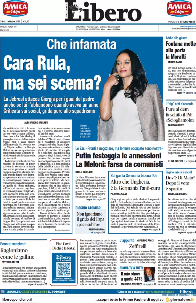 Prime pagine giornali 1 ottobre 2022. Annessioni russe e gas bruciano l’Ue