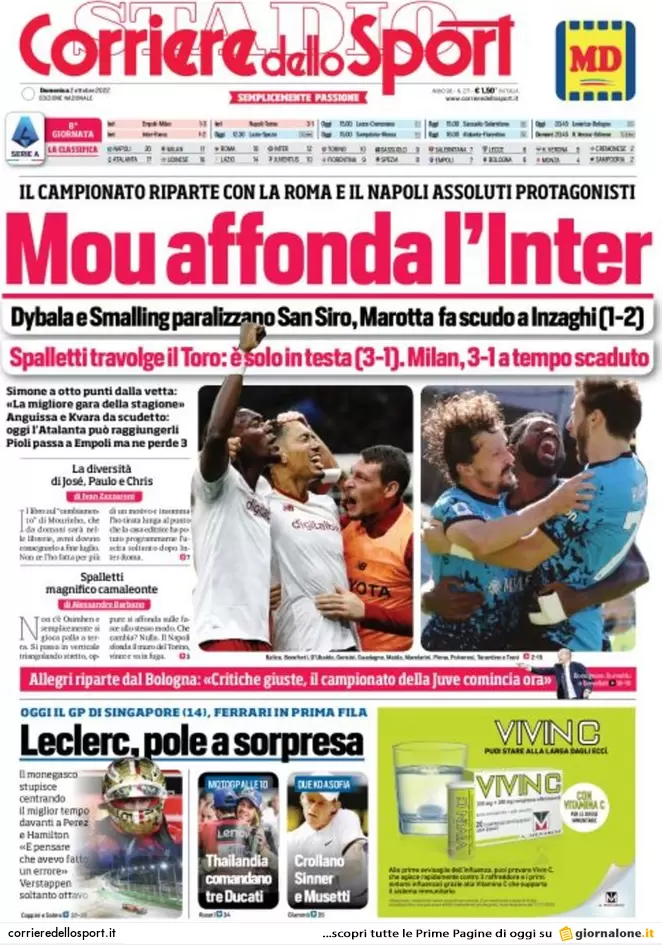 Prime pagine giornali 2 ottobre 2022. Scontro sui tecnici, Kiev chiama Meloni