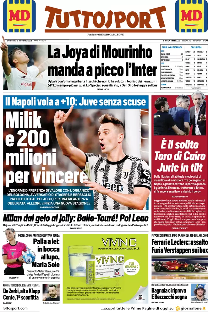 Prime pagine giornali 2 ottobre 2022. Scontro sui tecnici, Kiev chiama Meloni