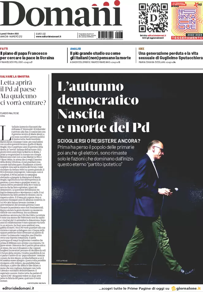 Prime pagine giornali 3 ottobre 2022. Caro bollette, fuga dal lavoro da casa