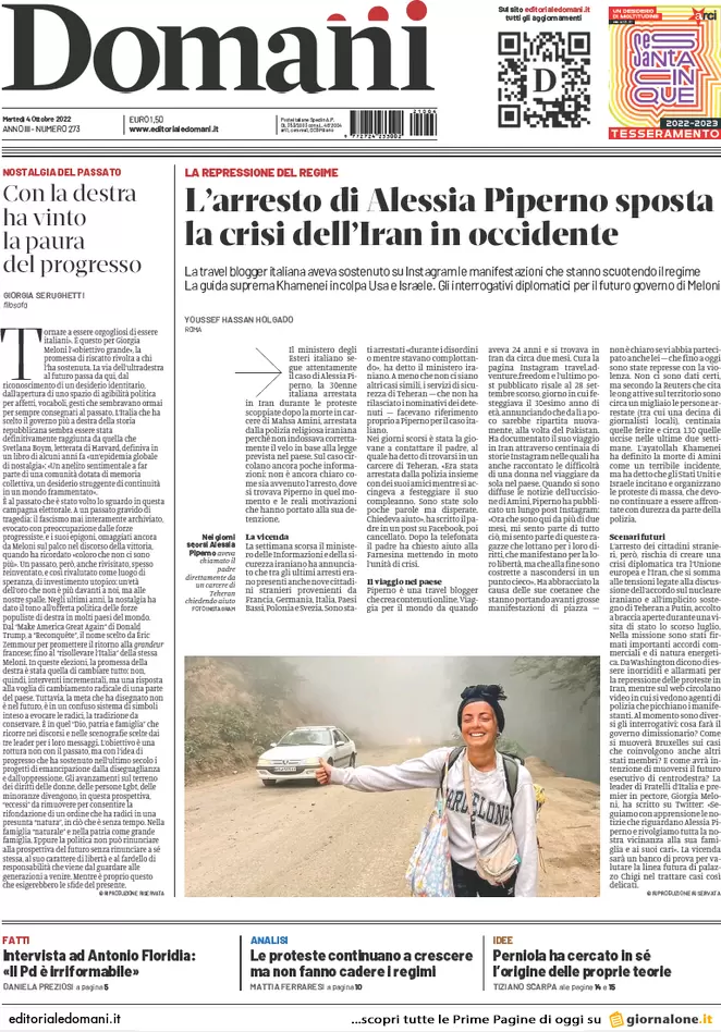 Prime pagine giornali 4 ottobre 2022. Draghi vara il quinto riarmo di Kiev
