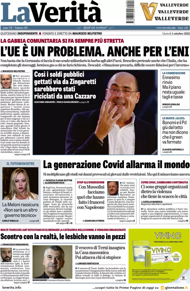 Prime pagine giornali 4 ottobre 2022. Draghi vara il quinto riarmo di Kiev