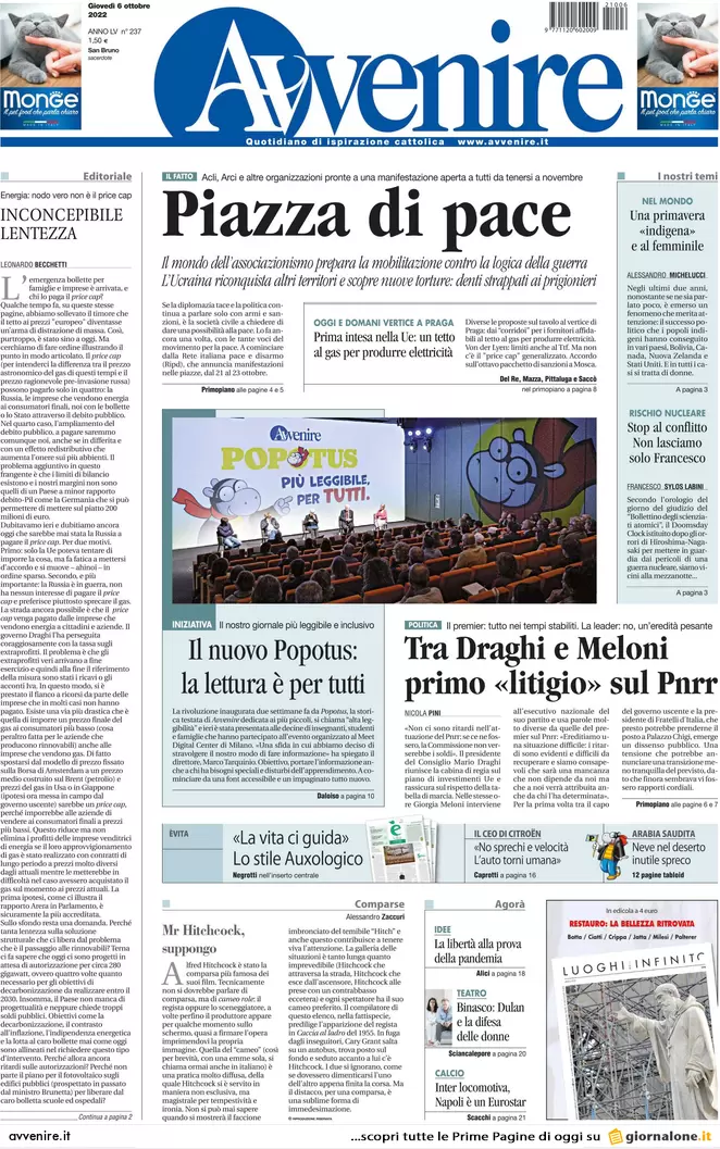 Prime pagine giornali 6 ottobre 2022. Usa: “Figlia di Dugin uccisa da ucraini”