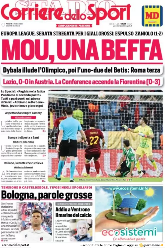Prime pagine giornali 7 ottobre 2022. Gas, Italia contro il mini-piano europeo