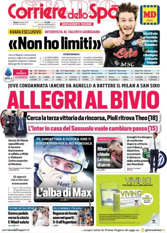 Prime pagine giornali 8 ottobre 2022. Lite Italia-Parigi. Kiev: Biden negozia?