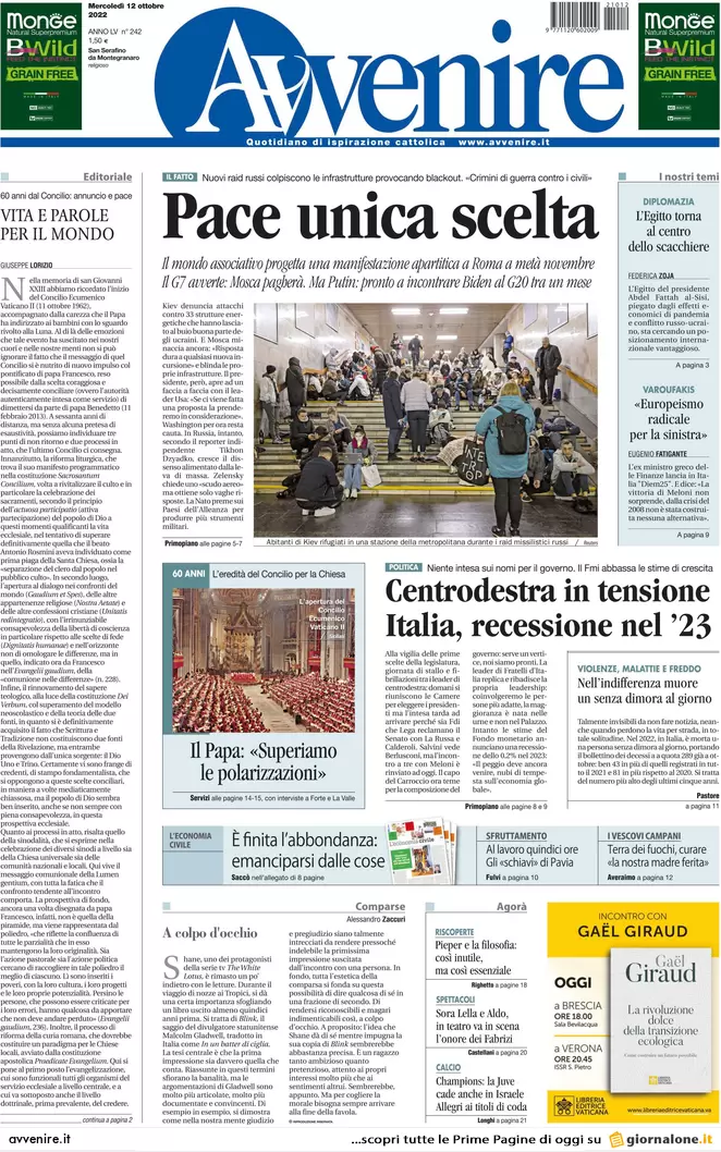 Prime pagine giornali 12 ottobre 2022. Mef, no di Giorgetti e destra nel caos