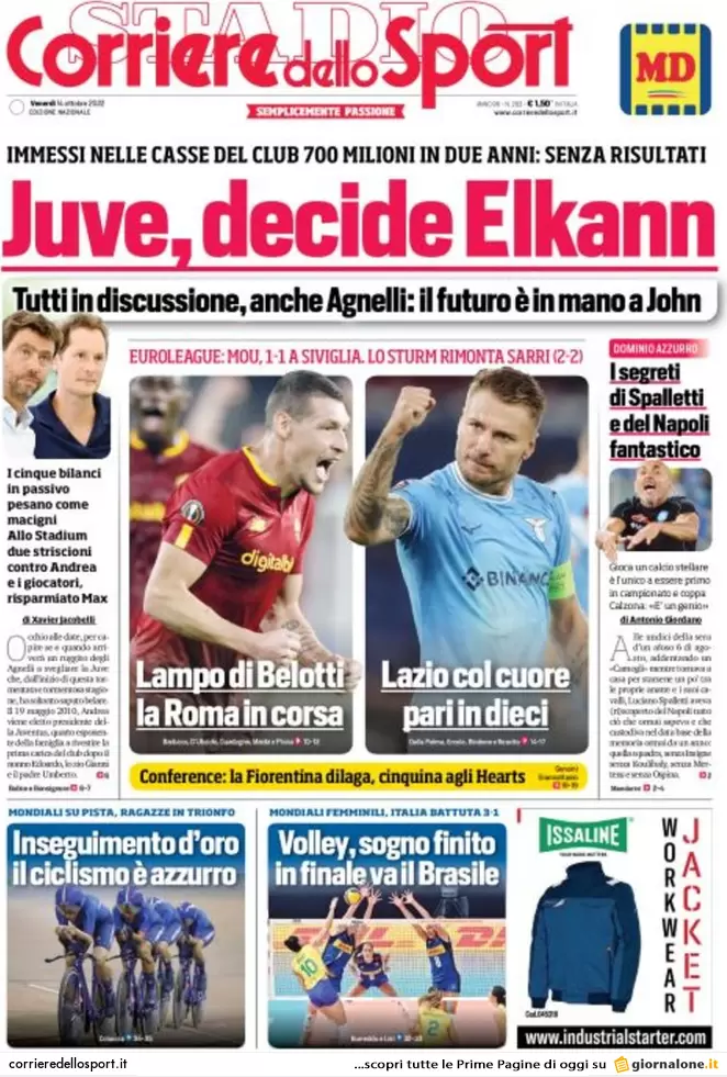 Prime pagine giornali 14 ottobre 2022. La Rai rischia di perdere Sanremo