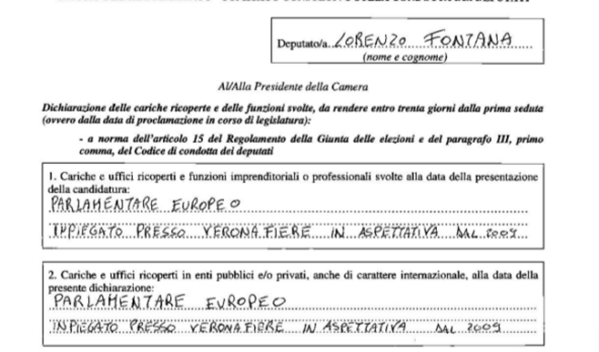 Galleria foto 'Lorenzo Fontana “inpiegato”: lo strafalcione del presidente della Camera' - foto 1