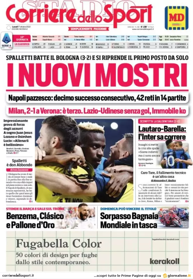 Prime pagine giornali 17 ottobre 2022. Gas, tetto Ue ma solo per 90 giorni