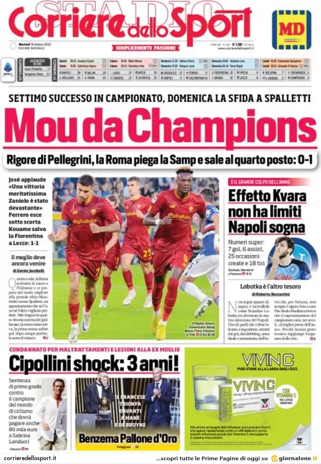 Prime pagine giornali 18 ottobre 2022. Rdc, metà dei soldi a finti poveri Prime pagine giornali 18 ottobre 2022. Rdc, metà dei soldi a finti poveri