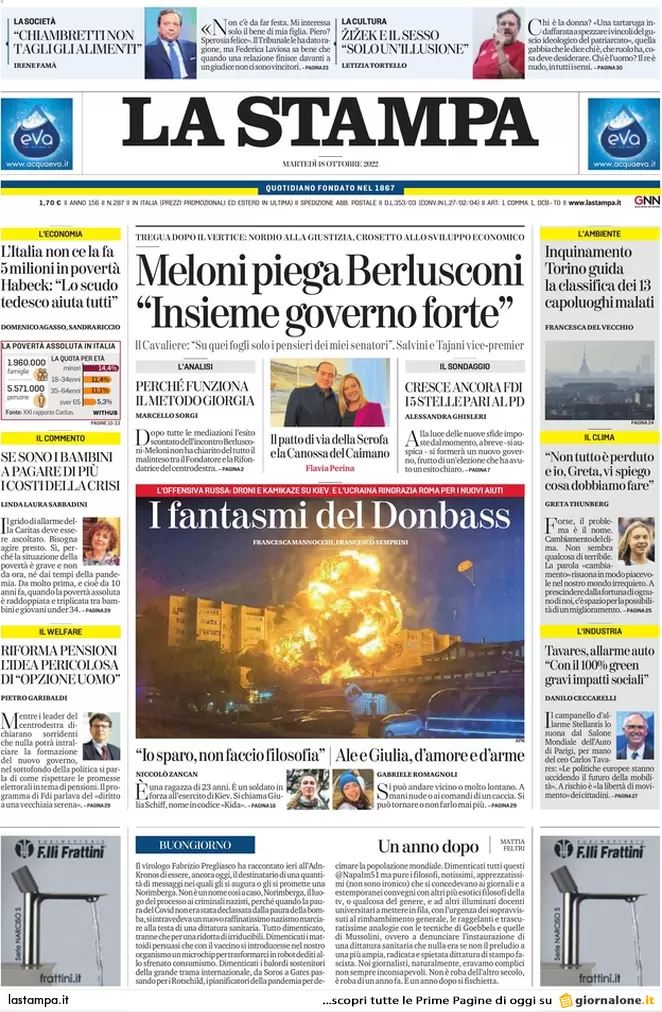 Prime pagine giornali 18 ottobre 2022. Rdc, metà dei soldi a finti poveri Prime pagine giornali 18 ottobre 2022. Rdc, metà dei soldi a finti poveri