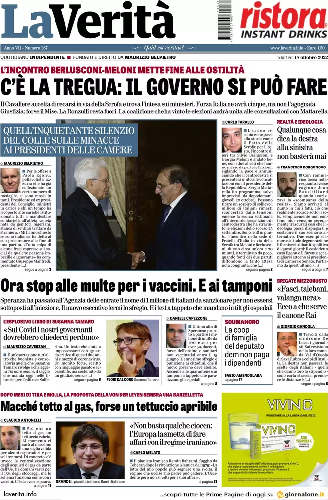 Prime pagine giornali 18 ottobre 2022. Rdc, metà dei soldi a finti poveri Prime pagine giornali 18 ottobre 2022. Rdc, metà dei soldi a finti poveri